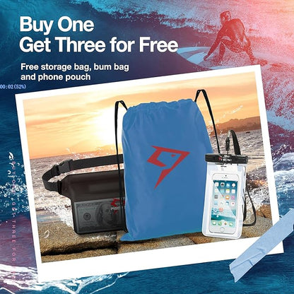 Piscifun Dry Bag Waterproof, Lightweight Dry Backpack with Waist Pouch and Phone Case for Kayaking, Boating 10L 20L 30L