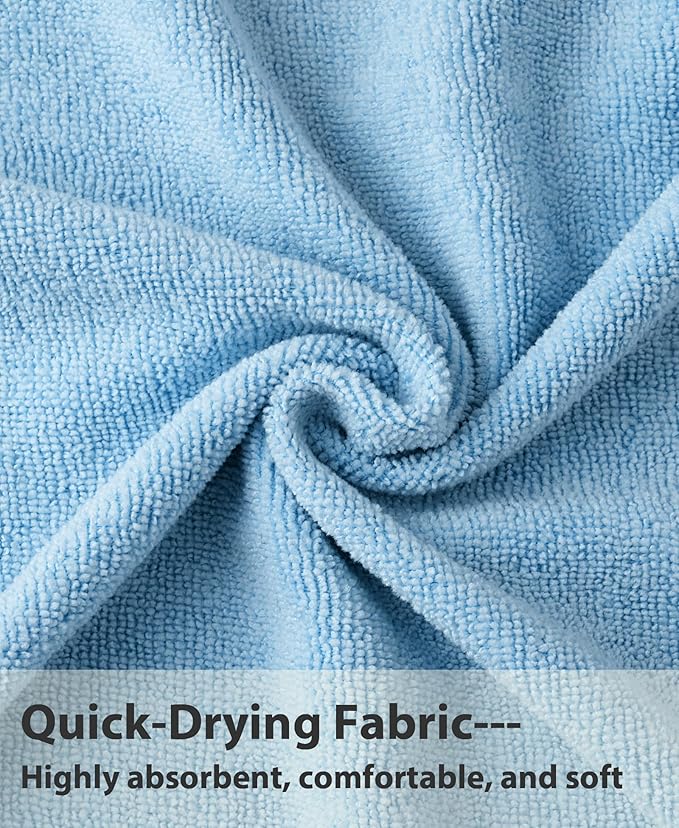 Weecreeture Hooded Towel Poncho with Zipper and Pocket, Surf Poncho for Men and Women, Beach Bath Changing Robe Cover Up Light Blue L