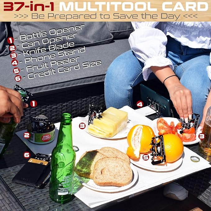 37-in-1 Wallet Tool Card Silver Set Men's Gifts for Dad. Wallet Multi Tool Card Men Gifts for Birthday. EDC Multi Tool Credit Card Size Dad Tool Gift. Stocking Stuffers Cool Tool Gifts for Men