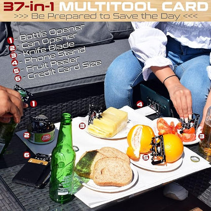 37-in-1 Wallet Tool Card Silver Set Men's Gifts for Dad. Wallet Multi Tool Card Men Gifts for Birthday. EDC Multi Tool Credit Card Size Dad Tool Gift. Stocking Stuffers Cool Tool Gifts for Men