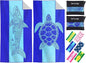 2 Packs Microfiber Oversized Lightweight Thin Beach Towel Compact Sandproof Quick Dry Clearance Towels Extra Large Sand Free Pool Travel Essentials Accessories Women Men Adults Gifts Blue Shark Turtle