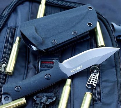 OERLA TAC Knives OLF-1009 Fixed Blade Outdoor Camping Hunting Field Knife 420HC Stainless Steel with Black G10 Handle Waist Clip EDC Kydex Sheath