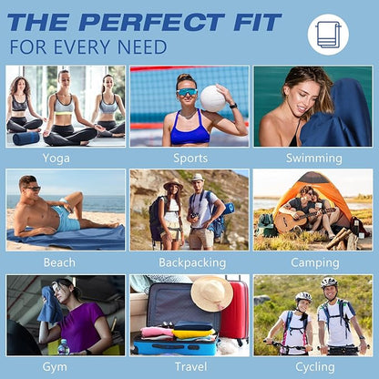 2 Pack Microfiber Beach Towel Large Travel Towel 60 x 30 Inch Quick Dry Swimming Towel Absorbent Ultra Compact Lightweight Camping Towel for Gym, Hiking, Pool, Yoga