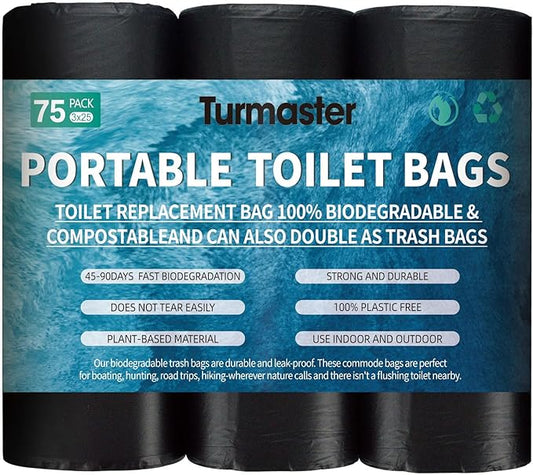 25/50 / 75 Pcs Portable Camping Toilet Bags,5 Gallon Compostable Toilet Replacement Bags for Camping Toilet, Portable Potty Bags for Outdoor Camping