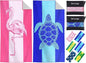 2 Packs Microfiber Oversized Lightweight Thin Beach Towel Compact Sandproof Quick Dry Clearance Towels Extra Large Sand Free Pool Essentials Accessories Women Men Adults Gifts Blue Turtle Flamingo
