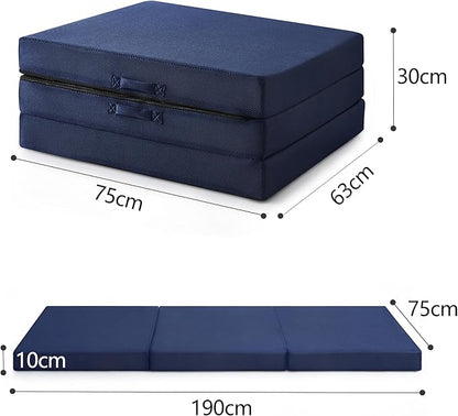 Sleeping Mats for Adults,Memory Foam Folding Pad,Cool Trifold Mattress,Machine Washable Mesh Cover,Breathable,Cot Size Floor Mattress Topper,Guest Bed,Summer Camping