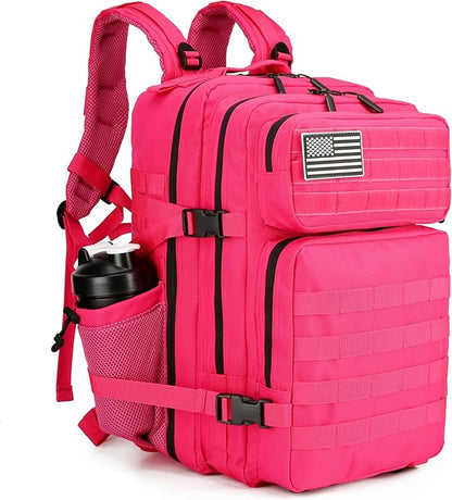 45L Military Tactical Backpack Hiking Backpacks Tactical Gear Camo Back Pack Army Molle Bag Rucksack Fitness Daypack (Pink)