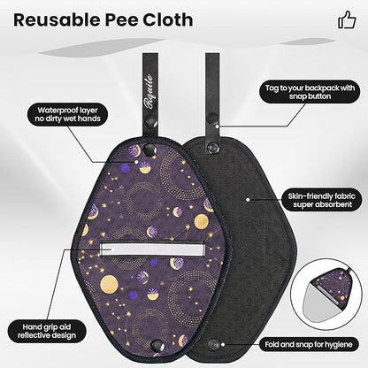 Rquite Female Urinal Pee Cloth Set, Portable Female Urination Device, Reusable Pee Funnel & Rag with Discreet Carry Bag, Silicone Urine Cup for Women Camping Gear Hiking Accessories
