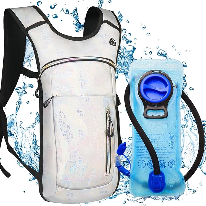 Hydration Backpack,Water Backpack with 2L Hydration Bladder,Festival Essential-Rave Hydration Pack,Lightweight Insulation HydroPack for Hiking,Running,Biking,Music Festival for Men Women