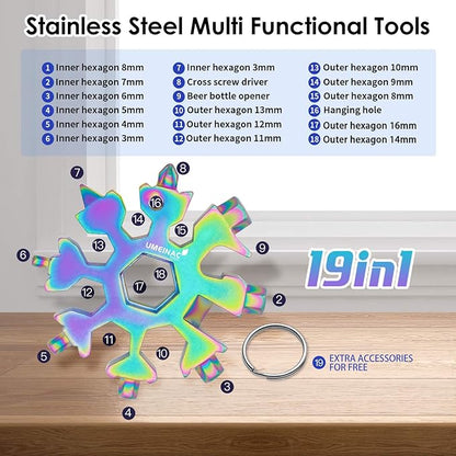 19 in 1 Snowflake Multitool Keychain Multi Tool, Snowflake Multi-Tool Key Chain Multitool Snowflake Wrench Screwdriver Tools Gadgets Gifts For Men