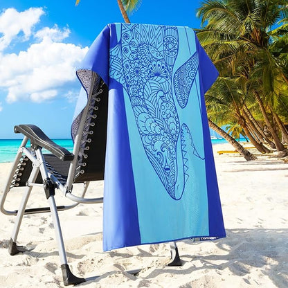 2 Packs Microfiber Oversized Lightweight Thin Beach Towel Compact Sandproof Quick Dry Clearance Towels Extra Large Sand Free Pool Travel Essentials Accessories Women Men Adults Gifts Shark Turtle