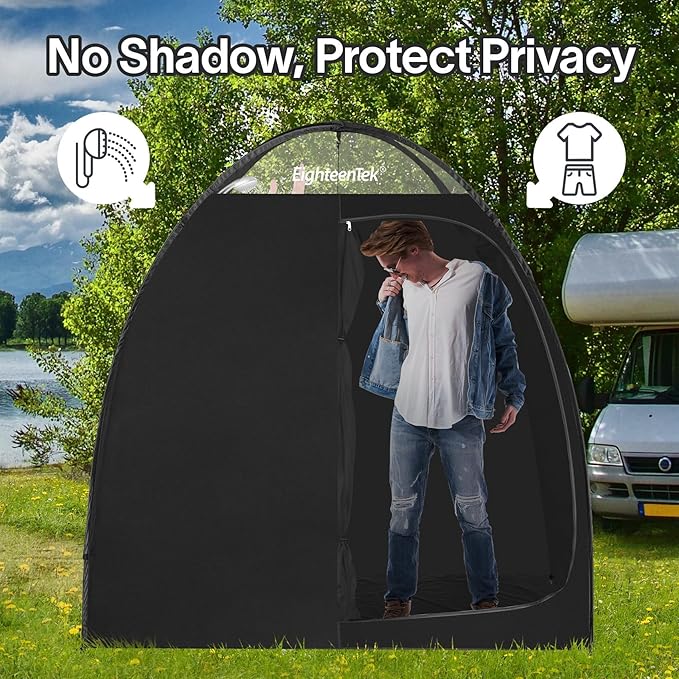 EighteenTek Shower Tent Camping, 2-Room Portable Changing Room, Outdoor Shower Enclosure, Pop Up Privacy Tent Shelter with Floor & Doors, Changing Tent, Camping Toilet, Bathroom