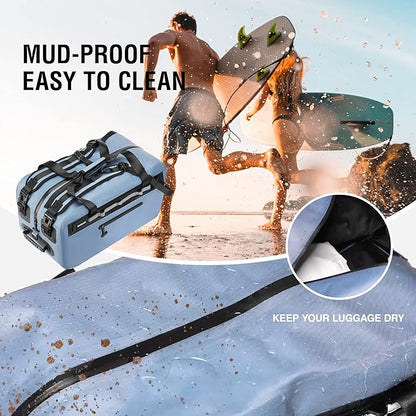 50L Waterproof Dry Duffle Bag Dry Backpack 840D TPU Heavy Duty Dry Bag,Rubber Airtight Zipper, for Kayaking,Boating,Motorcycling,Camping,Rafting,Surfing, Swimming,Fishing,Beach Vacation,Blue