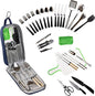 Camp Cooking Utensil Set & Outdoor Kitchen Gear Cookware Kit, Portable Compact Carry Case for Camping, Hiking, Travel, BBQ Grilling Stainless Steel Accessories Spoon & Fork
