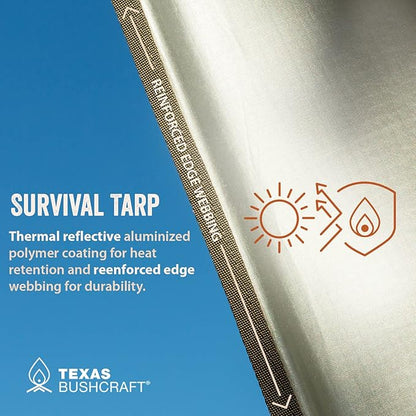 Emergency Camping Tarp, Waterproof 10x10 Emergency Shelter for Backpacking and Hiking, 70D Ripstop Nylon Survival Tarp with Reflective Aluminized Polymer and Loop Ties with Grommets