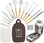Camping Accessories Kitchen Cooking Utensils Set - Portable Outdoor Camp Cookware Set, Silicone Camper Essentials Gear Must Have Supplies for Travel RV BBQ Grill Picnic Hiking