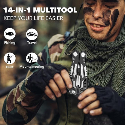 6 Pcs 14-In-1 Multitools - Professional Grade Multi-functional Stainless Steel Pocket Knife for Men, Multi tools Stainless Steel for Everyday Use