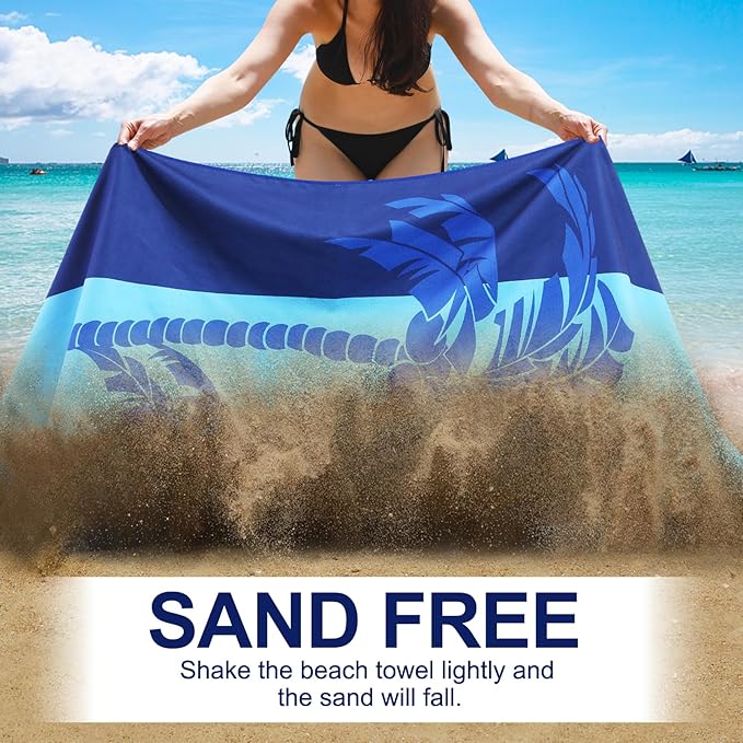 2 Packs Microfiber Oversized Lightweight Thin Beach Towel Compact Sandproof Quick Dry Clearance Towels Extra Large Sand Free Pool Essentials Accessories Women Men Adults Gifts Coconut Tree Pineapple