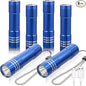 6 Pack LED Aluminum Small Mini USB C Rechargeable Flashlights, Handheld Small Flashlight Bulk for Kids, Portable Camping Bright High Lumens Flashlight Christmas Gifts (Blue)