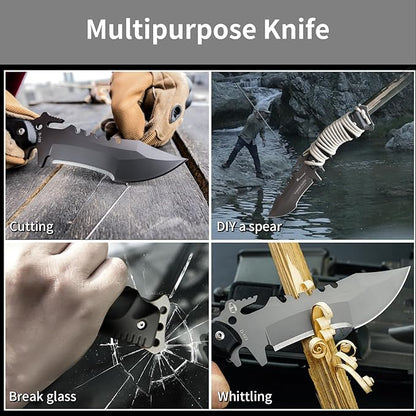 HX OUTDOORS Full Tang Camping Knife, Fixed Blade Survival Knife with Sheath and Handle for Outdoor, EDC, Hunting