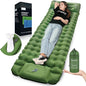 Sleeping Pad for Camping, 4in Thickness Inflatable Sleeping Mat with Adjustable Pillow & Built-in Foot Pump,Lightweight Camping Air Mattress with Waterproof Nylon for Hiking,Traveling-Green