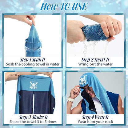 4 Pcs Cooling Hoodie Towels for Hot Weather Cooling Towels for Neck and Face Head UPF 50 Sweat Absorbent Cooling Neck Wraps Sweat Towel for Baseball Sports, Yoga, Gym, Fitness