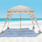 OutdoorMaster Beach Cabana with Fringes, Portable 6' x 6' Beach Canopy for Sand, Easy Set Up Sun Shelter, Included Side Wall, UPF 50+ UV Protection Sun Umbrella - for Family & Friends -Vintage Brown