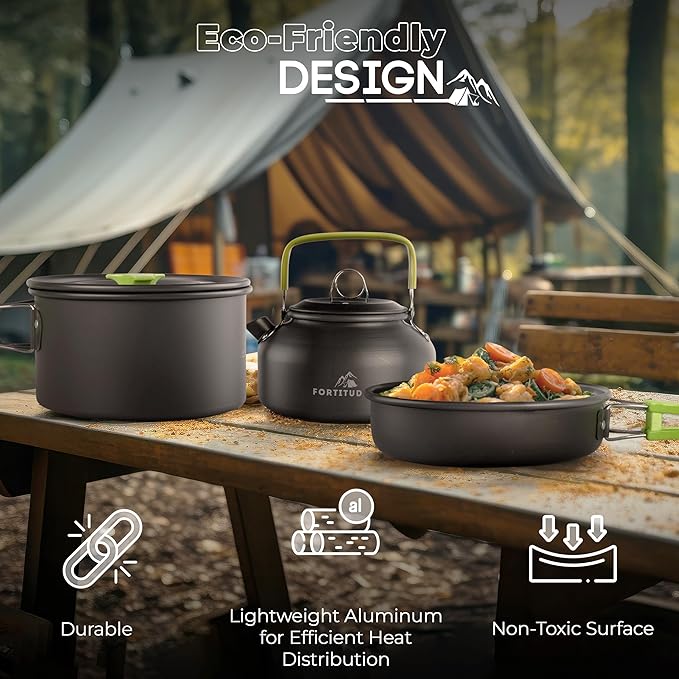 19 pcs Camping Gear Must Haves, Camping Cooking Set, Campfire Cooking Equipment, Camp Kitchen, Camping Cookware Set, Camping Pots and Pans Set, Camping Pans, Outdoor Camping Mess Kit