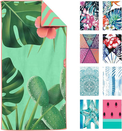 VENTURE 4TH Microfiber Beach Towel: Quick-Dry, Compact, Sand-Free, Absorbent, Sandproof and Lightweight - Perfect for Camping, Beach, and Roadtrips (Tropical Scent Design | 35x78 inches)