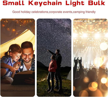 100 Pcs Mini Flashlight Keychains Bulk for Kids Assorted Colors Torch Keyring LED Bright Party Favors, Camping, Travel, Home or Office(4 Colors)