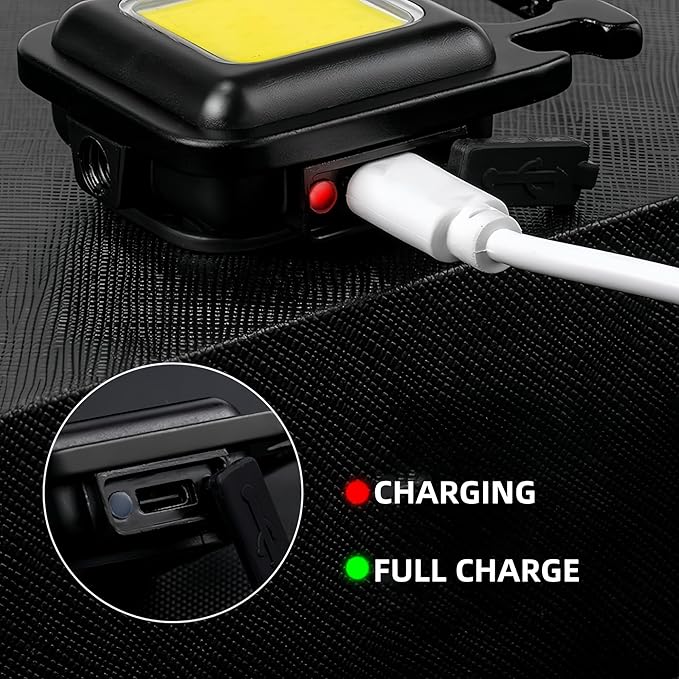 2 Pack COB Mini LED Flashlight Keychain Light Multifunctional Portable COB Camping Flashlights USB Charging Work Lights Fishing Lanterna（2 Pack）