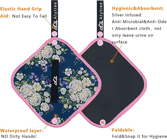 2PCS Pee Cloth Silver Infused for Women Hiking, Pee Rag for Female Peeing Outdoor,Camping Reusable Toilet Paper,Hygienic Urination Solution for Travel