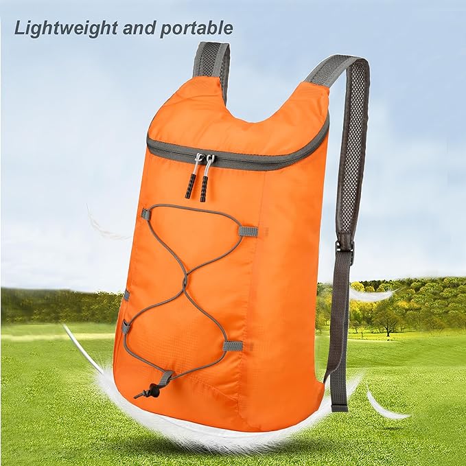 16L Hiking-Daypack Lightweight-Foldable Travel-Backpack Water-Resistant Camping Outdoor Packable Easy Carry-on Bag (Orange)