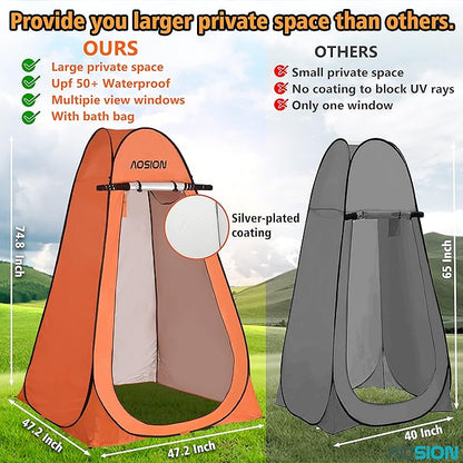 AOSION Privacy Shower Tent,Pop Up Changing Tent,Camp Bathroom Changing Dressing Room,Sun Sunshade Canopy Outdoor Rain Shelter for Camping Hiking Beach Picnic Fishing.