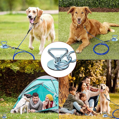 2Pack Dog Tie Out Stake-Heavy Duty 304 Stainless Steel Dog Anchor,360°Swivel Yard Stake for Dogs,Use Any for to 200 LBS Dogs-Dog Stakes for Outside Camping,Suitable for Any Dog Leash and Cable
