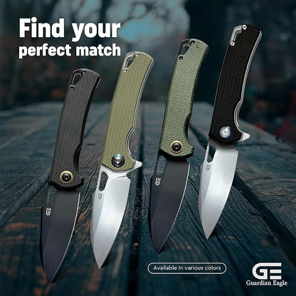Folding Pocket Knife for Men - EDC Tactical Knife with Pocket Clip, Indoor & Outdoor, Camping, Survival Hiking & Gifts for Men, Every Day Carry, Lightweight (Green Micarta)