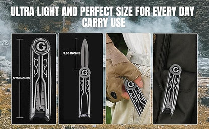 Folding Masonic Pocket Knife, 5.75 inch Closed/ 3.50" Blade Knife When Partially Opened It Forms the Shape of a Compass/Square Masonic symbol Gift for Men for Hunting, Camping, Fishing, Hiking Etc