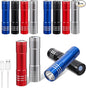 12 Pack LED Aluminum Small Mini USB C Rechargeable Flashlights, Handheld Small Flashlight Bulk for Kids, Portable Camping Bright High Lumens Flashlight Christmas Gifts