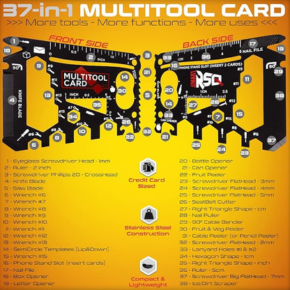 37-in-1 Credit Card Multitool Black Set Men's Gifts for Birthday. Wallet Credit Card Size Multi Tool Gift. Wallet Tool Card All Purpose Tool Gifts for Dad. Cool Tool Gifts For Men Who Want Nothing
