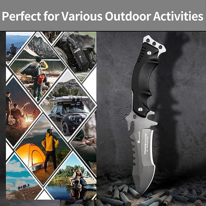 HX OUTDOORS Full Tang Camping Knife, Fixed Blade Survival Knife with Sheath and Handle for Outdoor, EDC, Hunting