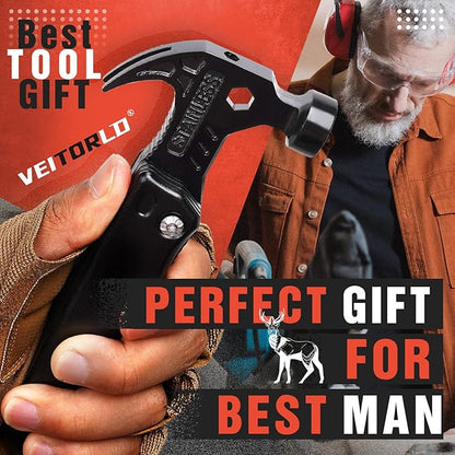 VEITORLD Gifts for Husband Him from Wife, Unique Anniversary Birthday Gift Ideas for Men Him Boyfriend, All in One Survival Tools Hammer Multitool, Cool Gadgets Camping Hunting Hiking Present