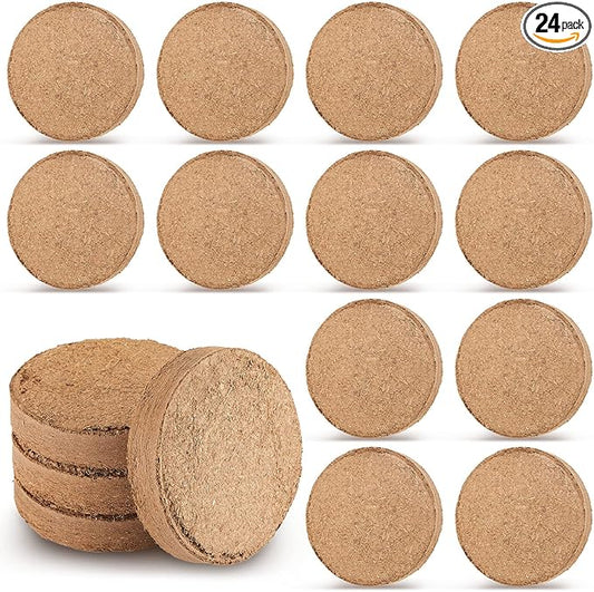 LEIFIDE Composting Toilet Coconut Coir Disks Coir Soil Disks Coir Disc for Organic Composting Toilet Indoor Outdoor Use, 3.94 x 0.59 Inches (24 Pcs)