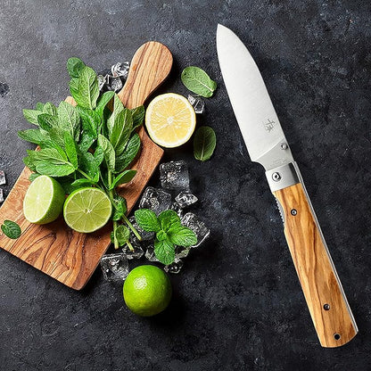 440A stainless steel Ultra sharp pocket folding Japanese peeling utility knife Natural Olive Handle Camping trip Outdoor Portable Fruit knife
