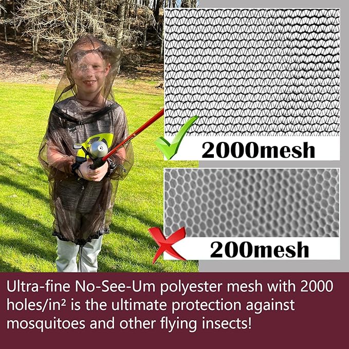 Aventik No-See-Um Mesh Youth Mosquito Jacket, Youth Mosquito Pants M&L Super Light, Keep Safe Cool, UV Protection
