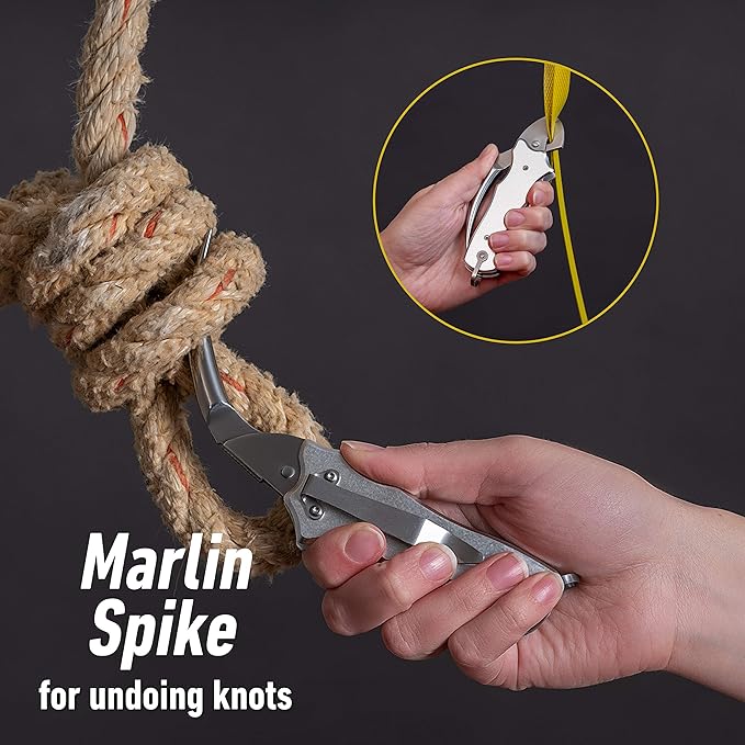 Maxam Sailor's Tool, a Powerful Multi-Use Sailor's Knife, Ideal for Boating, Fishing, or Sailing, Silver