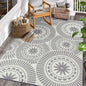 Ileading Reversible Plastic Outdoor Rug Modern Geometric Style Patio Straw Mat Waterproof Deck Carpets Non Shedding Portable Area Rugs for RV Beach Backyard Outside Pool Picnic Camping(6'x9'Grey)