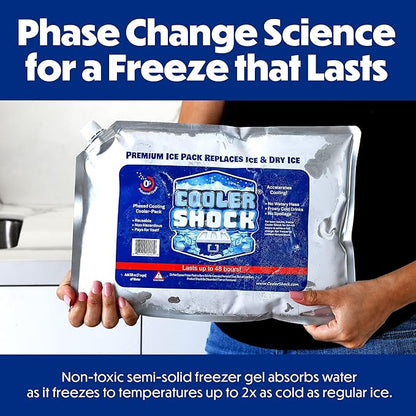 Cooler Shock Reusable Ice Packs for Cooler - Long Lasting Cold Freezer Packs for Coolers and Lunch Boxes - Cooler Ice Packs for Camping Gear, Fishing, Road Trips, Beach Must Haves