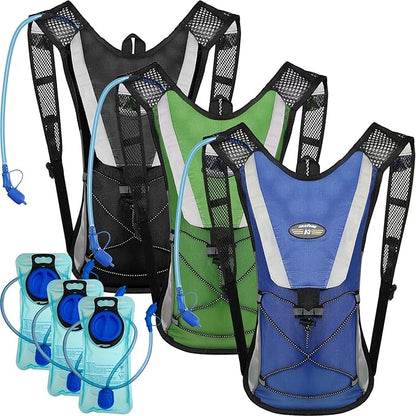 3 Pack Hydration Backpack Pack with 2L Water Bladder, Hydration Pack with Hydration Bladder Hiking Running Cycling Biking Water Backpack Bag for Men and Women