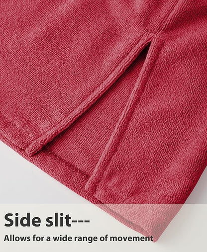 Weecreeture Hooded Towel Poncho with Zipper and Pocket, Surf Poncho for Men and Women, Beach Bath Changing Robe Cover Up Red L