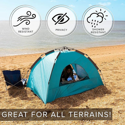 Colapz Beach Tent Pop Up Shade. Luxury Holiday Shade SPF50+ Easy to Use Pop Up Beach Tent. Portable & Lightweight Cabana. Wind & Sun Shelter